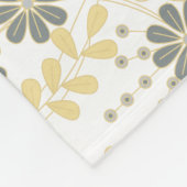 象ファンシー飾フローライエローグレーホワイト フリースブランケット (角)