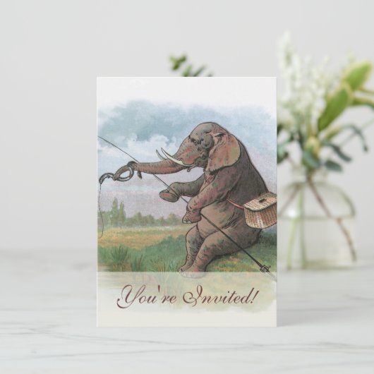 象フィッシャーマン魚釣りイラストレーション 招待状 (スタンド正面)