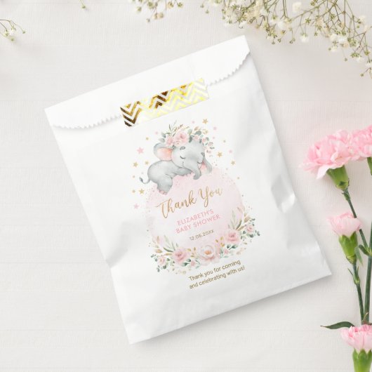 象フェミニンピンク赤面フローラ赤ちゃんシャワー フェイバーバッグ (封をした状態)