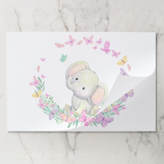 象フローラシャワー誕生日紙ランチョンマット ペーパーパッド (折り畳み)