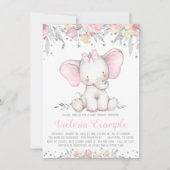 象フローラダイヤモンドガールベビーシャワー 招待状 (正面)