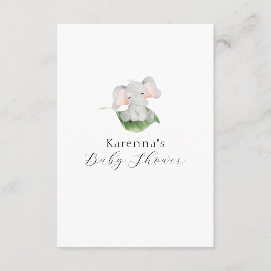 象フローラモダン赤ちゃんシャワーベビー本 エンクロージャーカード (裏面)