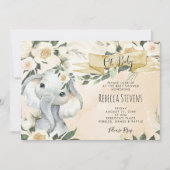 象フローラ中立の赤ちゃんシャワーの招待状 招待状 (正面)