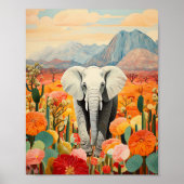 象フローラ砂漠山カラフル ポスター (正面)