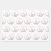 象フローラ花赤ちゃんシャワー誕生日 ラッピングペーパーシート (正面2)