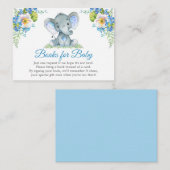 象ブルーフローラ赤ちゃんシャワーベビー本 エンクロージャーカード (正面/裏面)