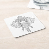 象ヘッドZendoodle スクエアペーパーコースター (アングル)