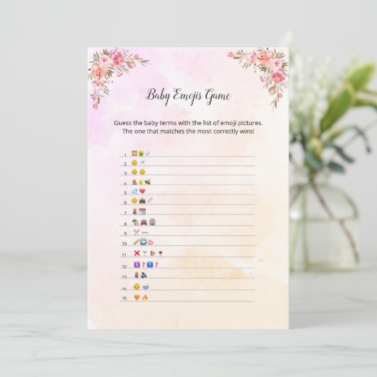 象ベビシャワーベビー絵文字ゲームカード 招待状 (スタンド正面)