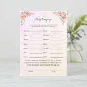 象ベビシャワーベビー言語ゲームカード 招待状 (スタンド正面)