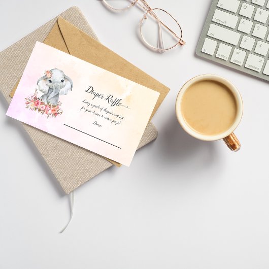 象ベビーおむつラッフル エンクロージャーカード