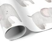 象ベビーグレーウォーター色かわいいモダン ラッピングペーパー (ロールコーナー)