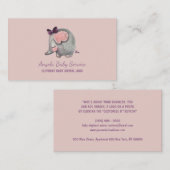 象ベビーシッターピンクデイケア先生動物 名刺 (正面/裏面)