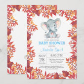 象ベビーシャワーフローラ秋秋招待状 招待状 (正面/裏面)