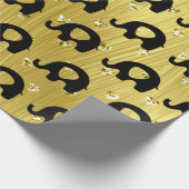 象ベビーシャワープリンセス金ゴールドブラックハート ラッピングペーパー (角)