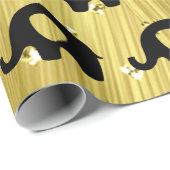 象ベビーシャワープリンセス金ゴールドブラックハート ラッピングペーパー (ロールコーナー)