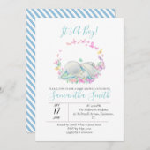 象ベビーシャワー蝶招待状 招待状 (正面/裏面)