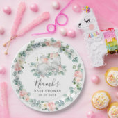 象ベビーシャワー誕生日フローラグリーナリーガール ペーパープレート (パーティー)