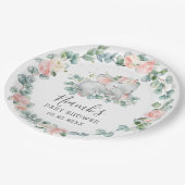 象ベビーシャワー誕生日フローラグリーナリーガール ペーパープレート (アングル)