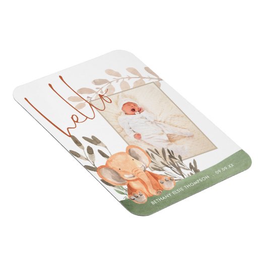 象ベビー写真記念の誕生発表 マグネット (右側)