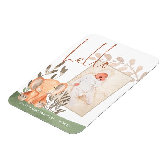 象ベビー写真記念の誕生発表 マグネット (左側)