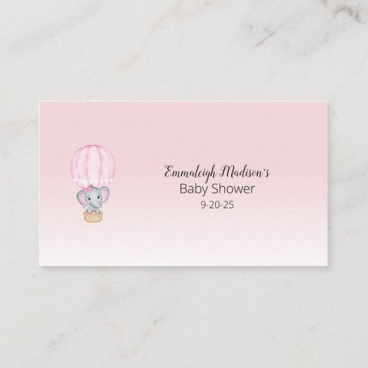 象ホットエアバルーンベビーおむつラッフル エンクロージャーカード (裏面)