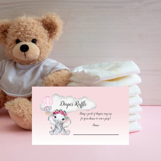 象ホットエアバルーンベビーおむつラッフル エンクロージャーカード