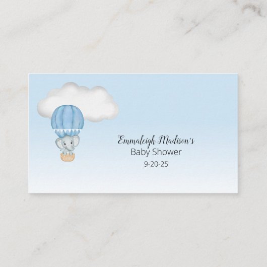 象ホットエアバルーン男の赤ちゃんおむつラッフル エンクロージャーカード (裏面)