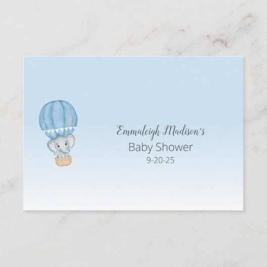 象ホットエアバルーン男の赤ちゃん名ゲームエンクロージャ エンクロージャーカード (裏面)