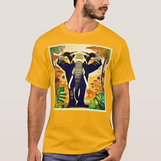 象ポートレートジャングルビュー Tシャツ (正面)