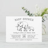 象モダンの男女兼用赤ちゃん 招待状 (スタンド正面)