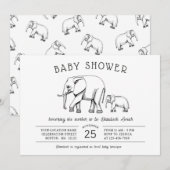 象モダンの男女兼用赤ちゃん 招待状 (正面/裏面)