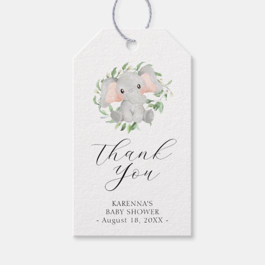象モダンの緑の赤ちゃんシャワーありがとう ギフトタグ (正面)