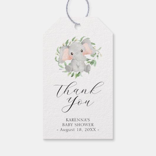 象モダンの緑の赤ちゃんシャワーありがとう ギフトタグ (裏面)