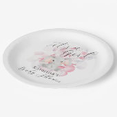 象モダンフローラ女の子の赤ちゃんシャワー ペーパープレート (アングル)