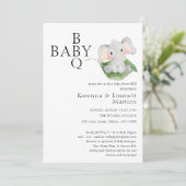 象モダン緑BBQベビーシャワー 招待状 (スタンド正面)