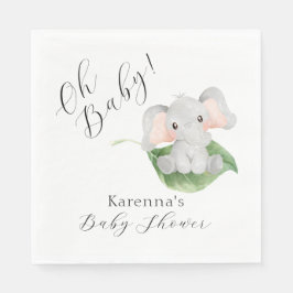 象モダン緑Oh赤ちゃんシャワー スタンダードランチョンナプキン