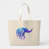 象モダン象デジタルアートゾウ ラージトートバッグ (裏面)