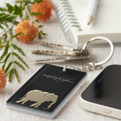 象モノグラム金ゴールドと黒 キーホルダー (正面右)