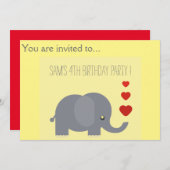 象乳児子供の誕生日パーティー 招待状 (正面/裏面)