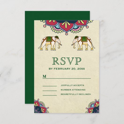 象伝統的インディアン結婚ズ 出欠カード (正面/裏面)