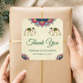 象伝統的インディアン結婚式の引き出物シール スクエアシール