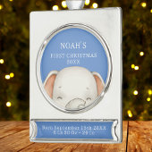 象初めてのクリスマスブルー男の赤ちゃん誕生統計 シルバープレートバナーオーナメント