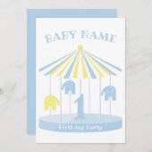 象回転木馬カラフルファースト招待状 招待状 (正面/裏面)