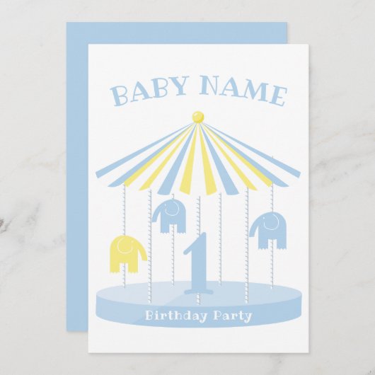 象回転木馬カラフルファースト招待状 招待状 (正面/裏面)