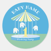 象回転木馬カラフル第1クラシック回ラウンドスティック ラウンドシール (正面)