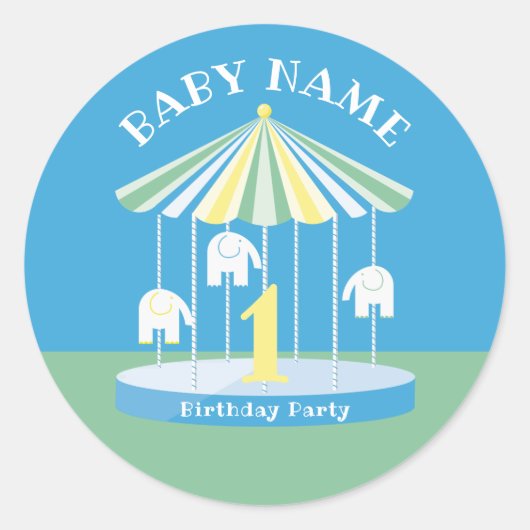 象回転木馬カラフル第1クラシック回ラウンドスティック ラウンドシール (正面)