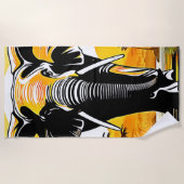 象威厳のあるの夕日 ビーチタオル (正面)