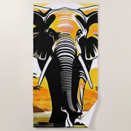 象威厳のあるの夕日 ビーチタオル