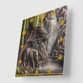 象威厳のあるバイトランクウォーターフォールシーン スクエア壁時計 (傾斜)