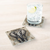 象威厳のある曼荼羅 ガラスコースター (アングル)